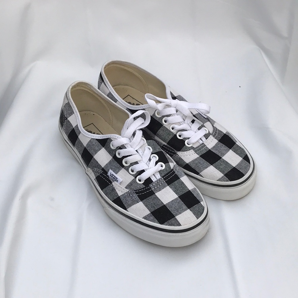 Black and White Gingham Vans Authentic